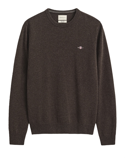 Gant - Lambswool C-Neck - Dark Brown Melange 